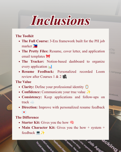The Main Character Kit: Career Course + Application Tracker + Resume Feedback (PH)